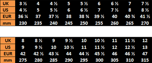 HAIX SIZE CHART